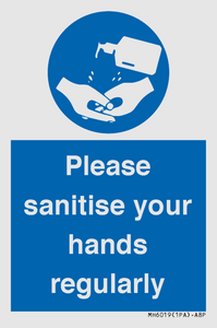Please sanitise your hands regularly